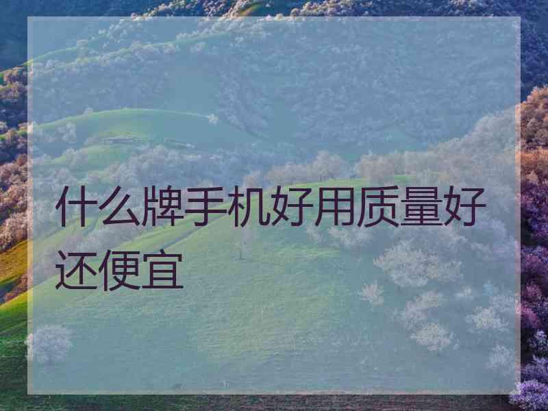 什么牌手机好用质量好还便宜