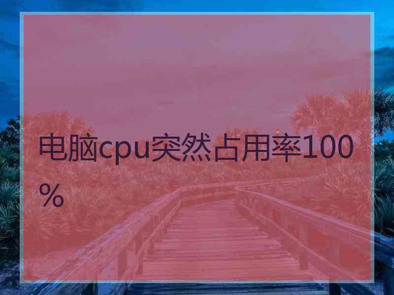 电脑cpu突然占用率100%