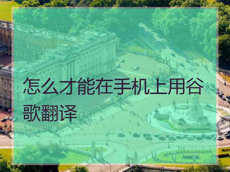 怎么才能在手机上用谷歌翻译