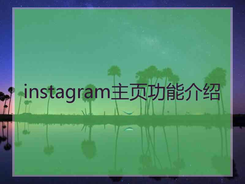 instagram主页功能介绍