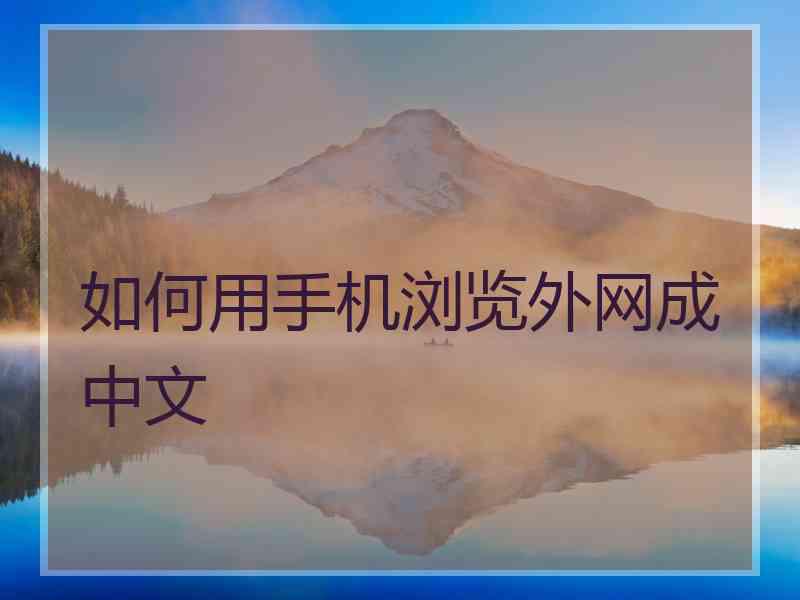 如何用手机浏览外网成中文